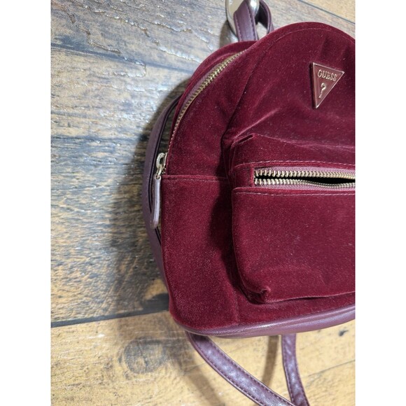 New-RARE Guess Mini Backpack Red Velvet And Gold Color Women Ships Fast!!! - Picture 3 of 16